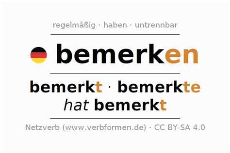 bemerken konjugation|bemerken german verb.